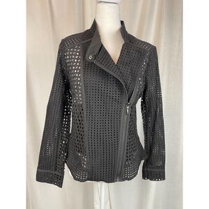 White House Black Market Black Eyelet Moto Jacket – Size 6 Edgy, chic